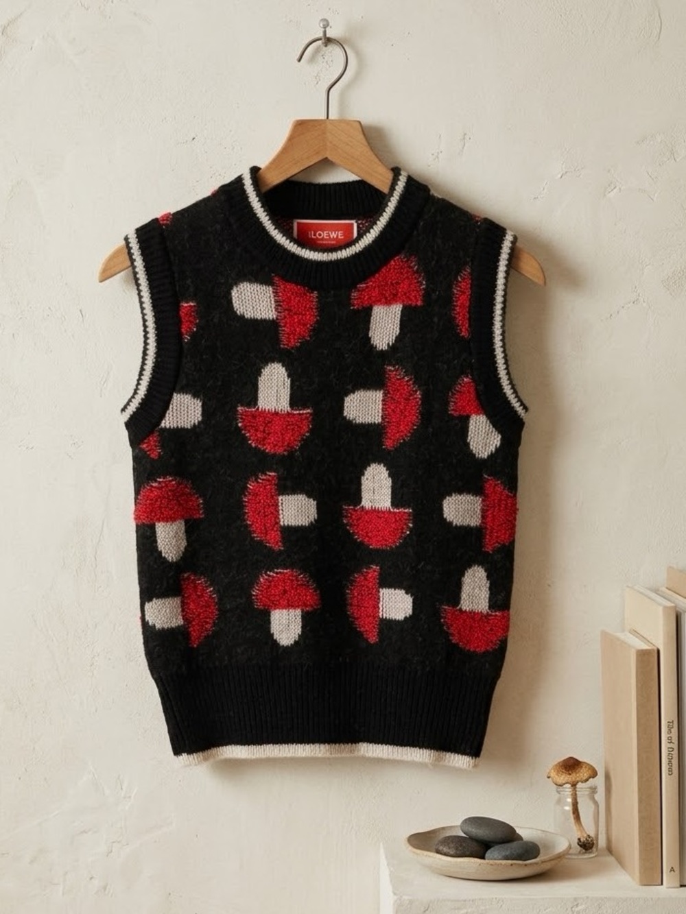 La DoubleJ Fun Guy Mushroom Intarsia Knit Gilet Sweater Vest Womens XS NWT